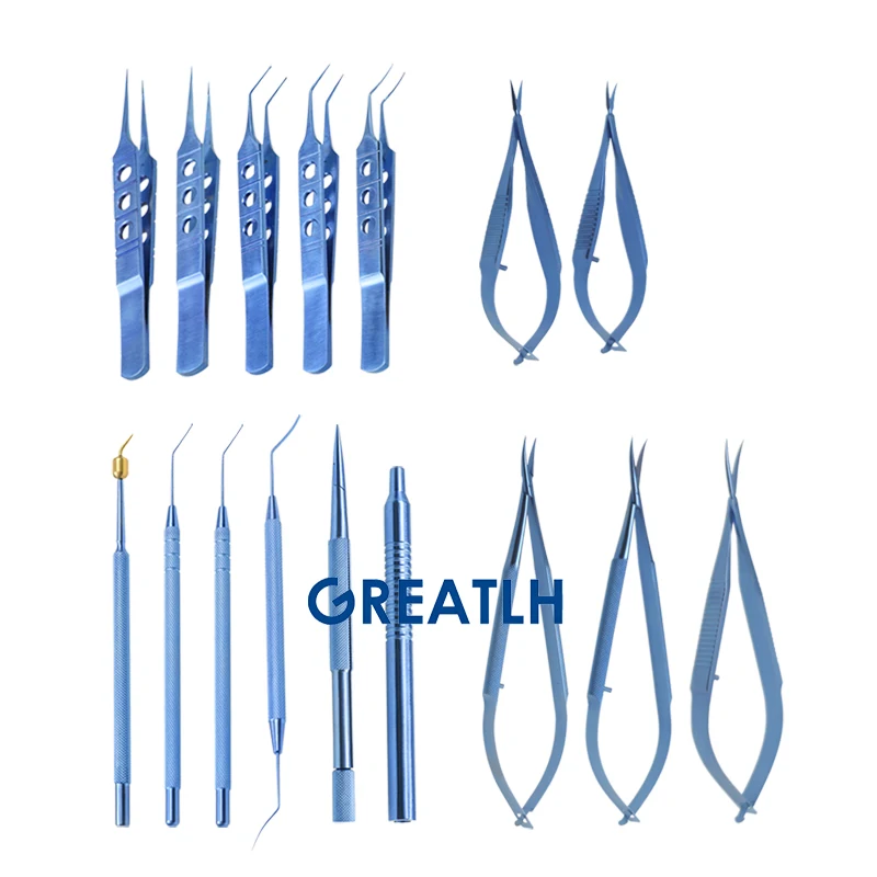 GREATLH Ophthalmologisches Katarakt-Intraokularwerkzeug-Set, Edelstahl, Titanlegierung, Augenlid, ophthalmologisches Instrument