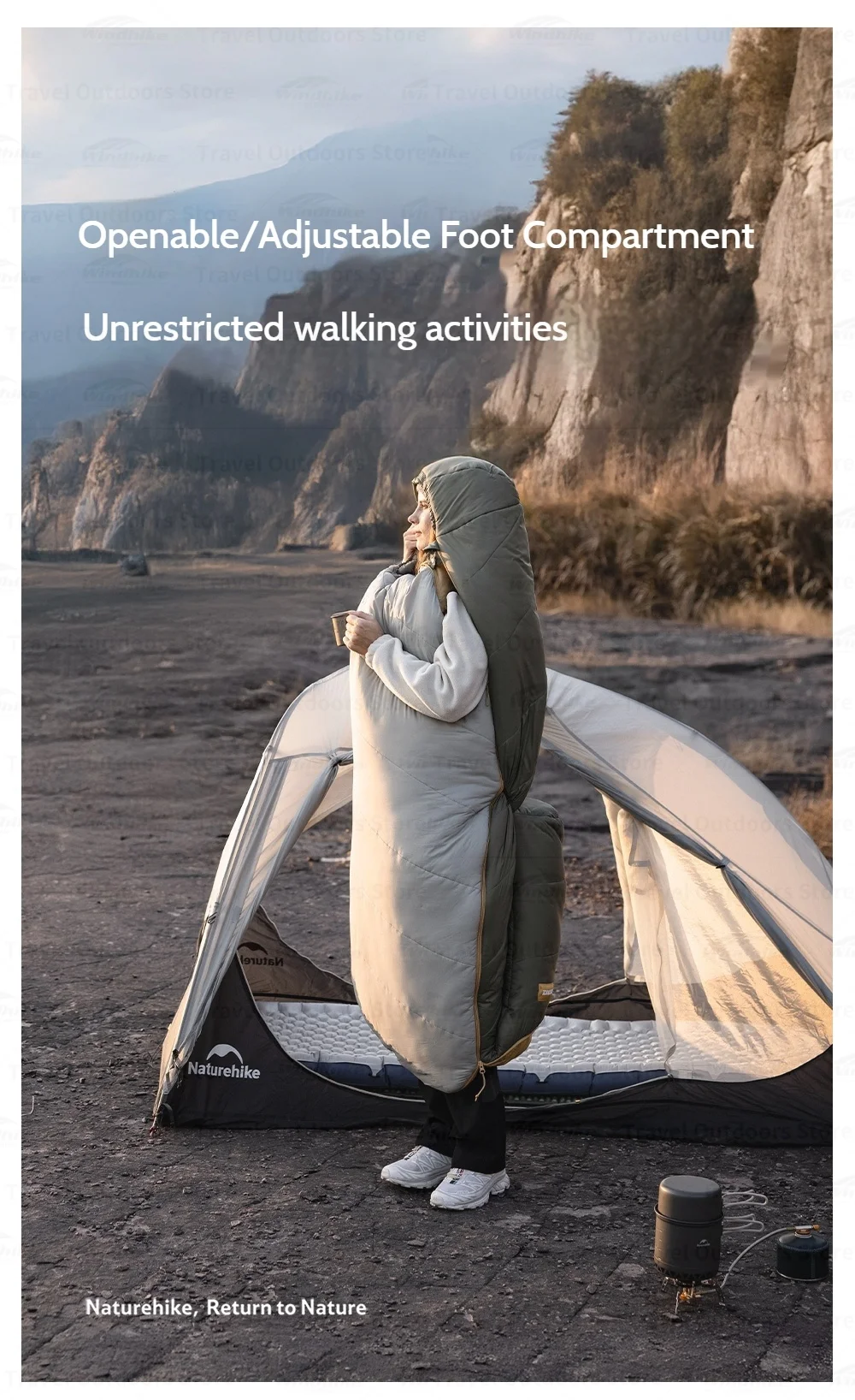 Naturehike Outdoor Warm Mujin PRO Mumienschlafsack für Männer und Frauen, leicht, für Camping, Wandern, Bergsteigen, Reisen, tragbar – Detail 12