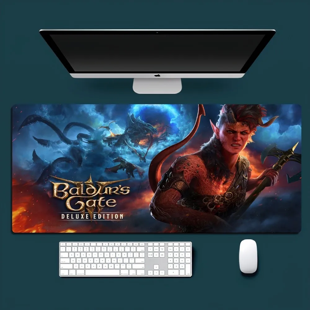 Juego b-baldurs Gate 3 BG3, alfombrilla de ratón genial para oficina, PC pequeña y grande, teclado, ratón, juego de goma, alfombrilla antideslizante para ratones grande