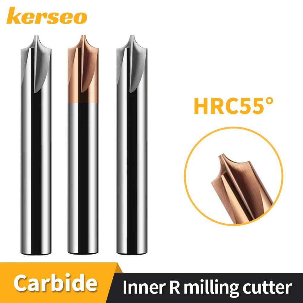 Kerseo Carbide Radius Corner Rounding Cutter Tungsten Steel Arc End Mill CNC Inner R Chamfering Lathe Milling Cutter for Metal