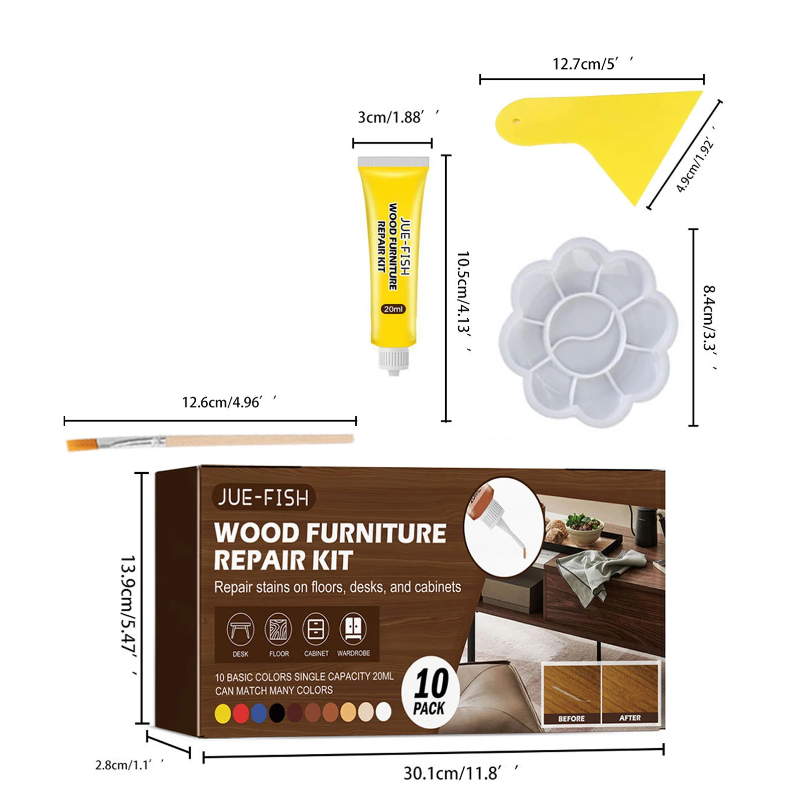 Kit di riparazione per mobili in legno falegnami 10 riempitivi in legno per graffi crepe fori porte in legno scrivanie accessori per mobili da pavimento