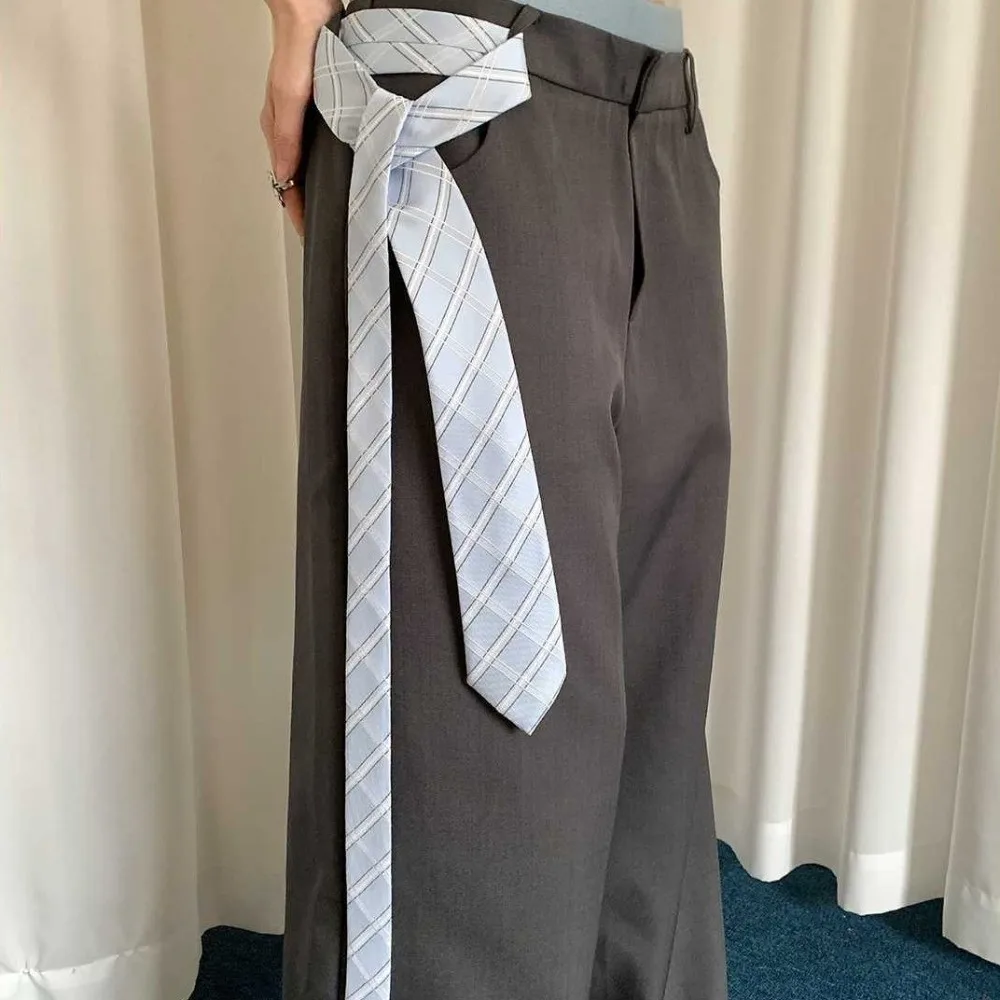 

Temperament Cloth Striped Tie Korean Style Pink Shirt Tie Decoration Y2K Scarf Belt Accessories Performance