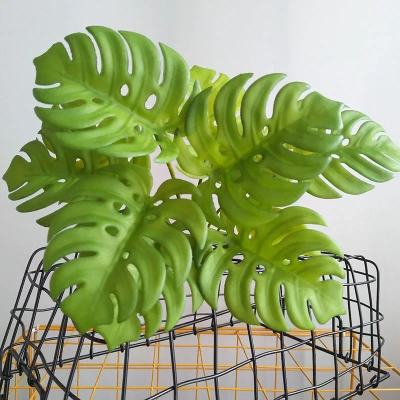 32 "große Gefälschte Pflanzen Tropical Monstera Künstliche Palme Kunststoff Blatt Wasser Anlage für Büro Schreibtisch Home Garten Grün decor – Detail 23