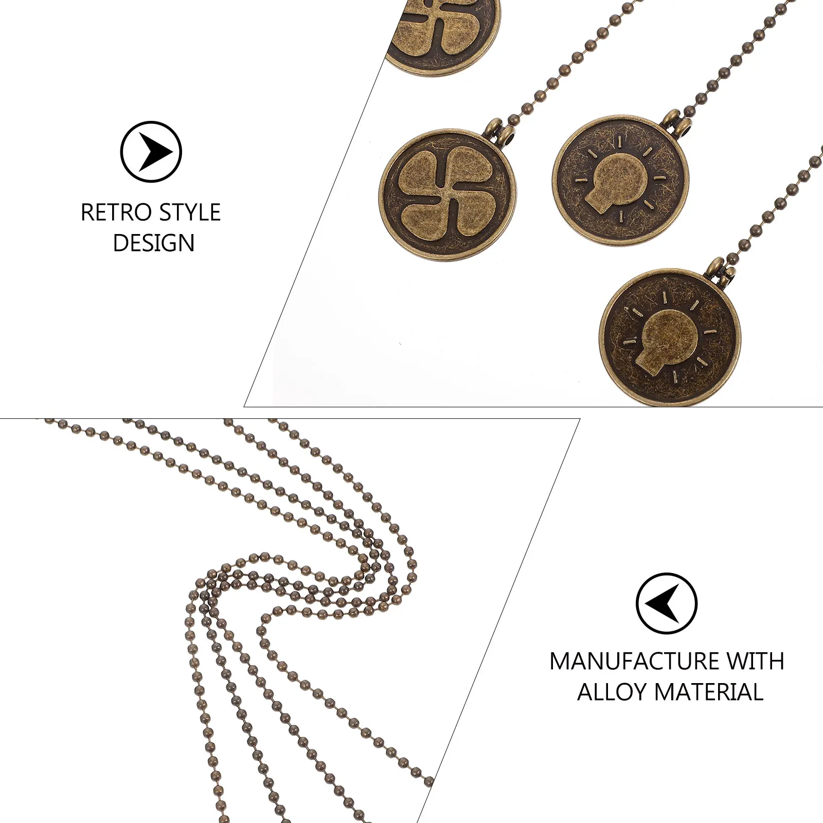 

Ceiling Chain Pull 2 Sets Zinc Alloy Decor Pendants Accessory Vintage Home Lighting Desk Lamps Hardware
