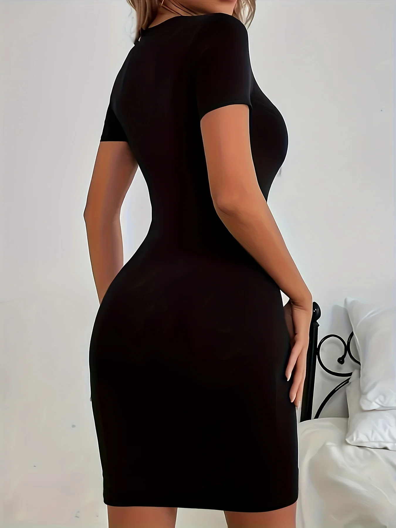 Letnia moda damska Calvin wzór nadruk casual seksowny dopasowany obcisły krótki rękaw okrągły dekolt T-shirt mini spódniczka