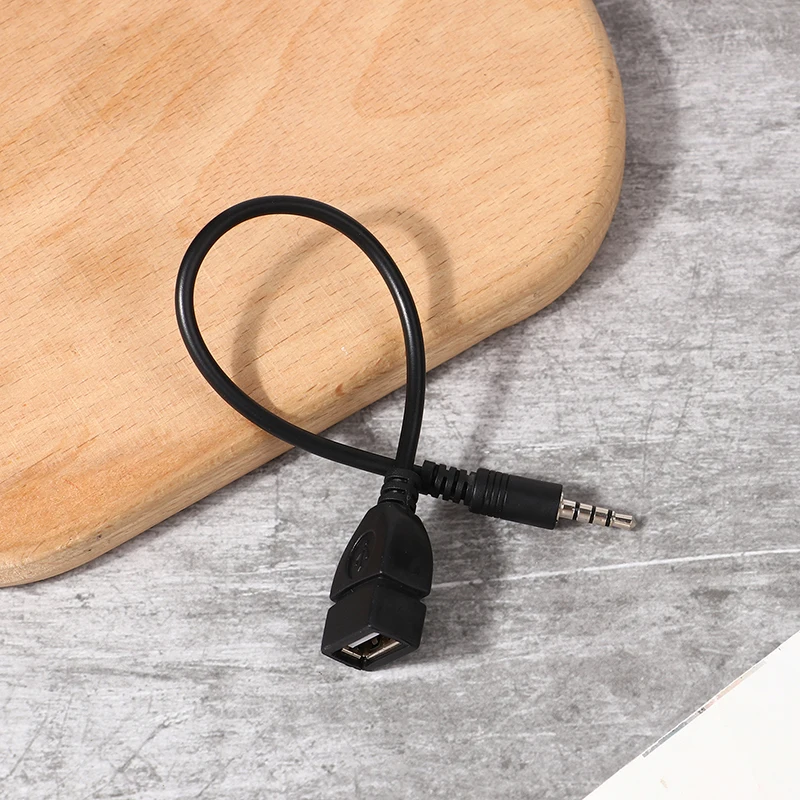 3.5mm to USB Audio Cable for Car AUX USB Headphone Converter Black Car Electronics Music Player Cable
