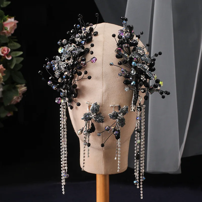 Braut Seite Clip Kopfschmuck Ohrringe Koreanischen Stil Schöne Seite Haar Zubehör Hochzeit Abendkleid Probe Abendessen Ornament