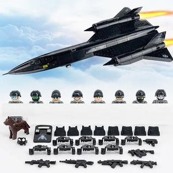 군사 현대 특수 부대 SR-71 블랙버드 고스트 코만도 육군 무기 총 군인 SWAT MOC 입상 빌딩 블록 장난감