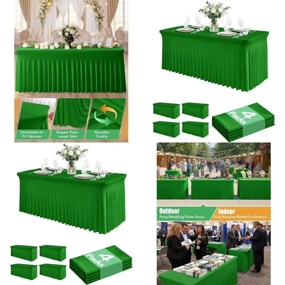 

Зеленые эластичные скатерти-юбки с линейкой для измерения длины, для свадебных банкетов и праздничного декора