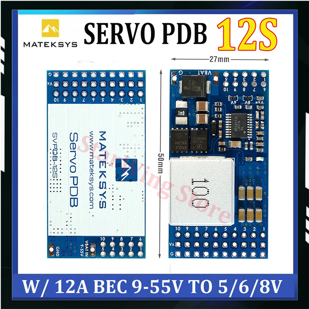 MATEK SVPDB-12S SERVO PDB with 12A BEC 9-55V TO 5/6/8V Power Distribution Board for RC Airplane Fixed-Wing Servo DIY Parts