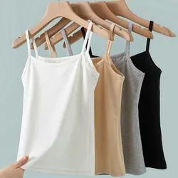 New Summer Simple Sling Camisoles Women Girls Crop Top Sleeveless Shirt Lady Bralette Tops Strap Skinny Camisole Base Vest Tops