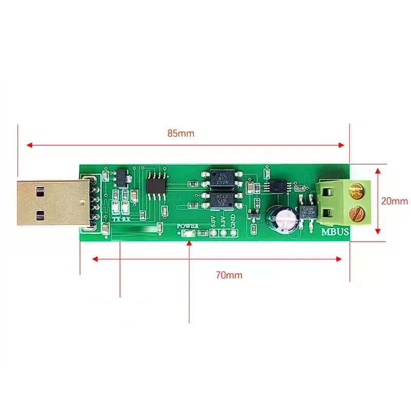 USB To MBUS Slave  Communication Debugging MBUS Bus Monitor TSS721 Self Collection FOR Energy Water Electricity Meter Reading