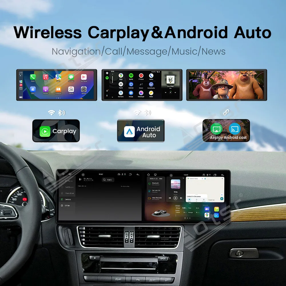 

Двойной 9,1-дюймовый Android 15 Carplay для Audi Q5 Low End 2009-2017 GPS-навигация Автомобильный радиоприемник HD с сенсорным экраном Авто стерео головное устройство