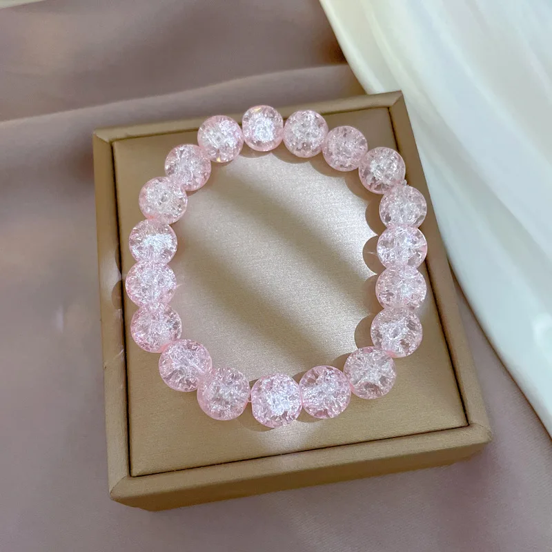 Pink White Popcorn Crystal Bracelet&Bangle For Men Women Tiger Eye Natural Stone Bead Braided/Elastic Rope Lucky jewelry Gift