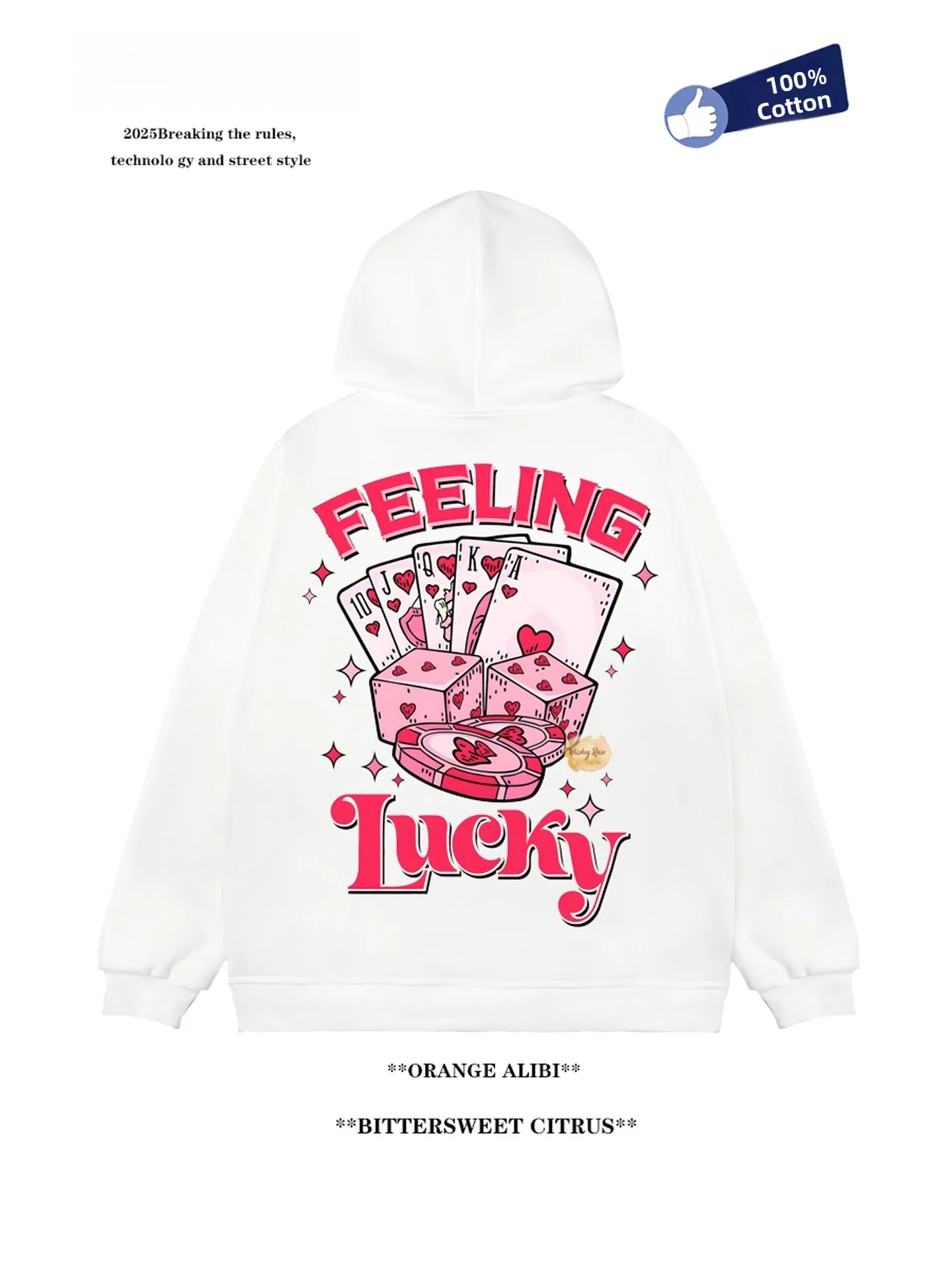 アメリカンスタイルの厚手のパーカースウェットシャツメンズルーズストリートウェアカップルジャケット漫画ポーカープリント暖かい綿生地