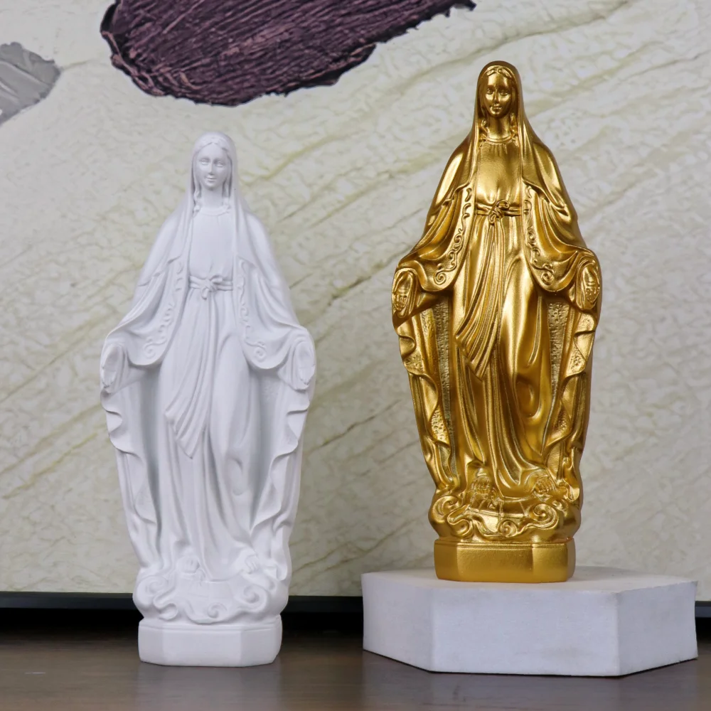 Bild der Heiligen Statue Unserer Lieben Frau Maria, Jungfrau-Statue aus Kunstharz, christliche katholische Dekoration, religiöses Gebet, Figur der Heiligen Familie – Detail 2
