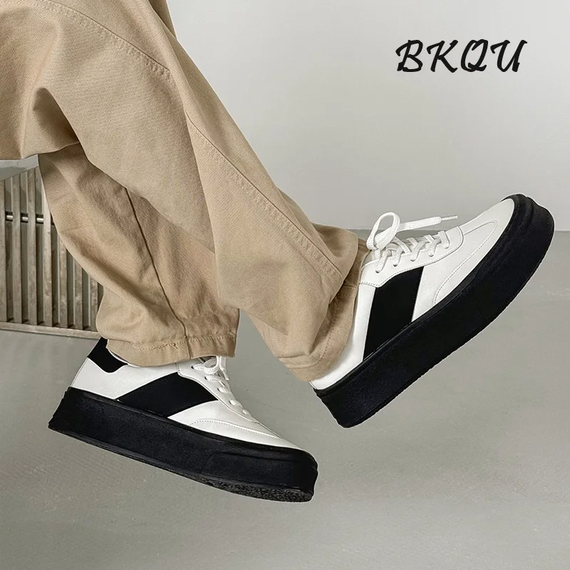 BKQU Square Head Day System Color Matching Thick Sole German Training Shoes for Women 2024 Autumn New Fashion Shoes