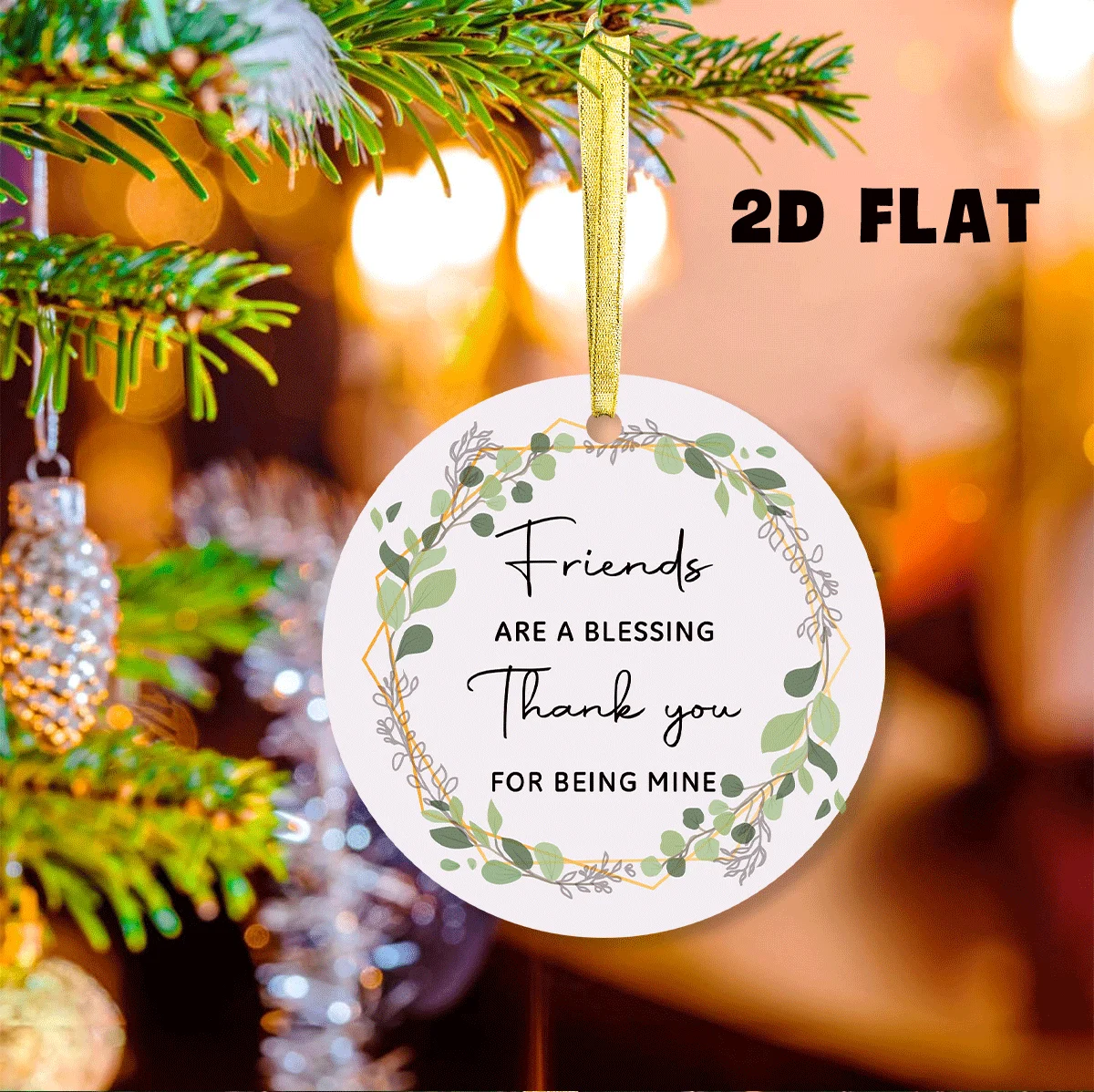 1 Stück Weihnachts-Acryl-Ornament – „Freunde sind ein Segen“, Weihnachtsfreunden-Dekoration, zum Verschenken an Freunde, Weihnachtsbaum zum Aufhängen
