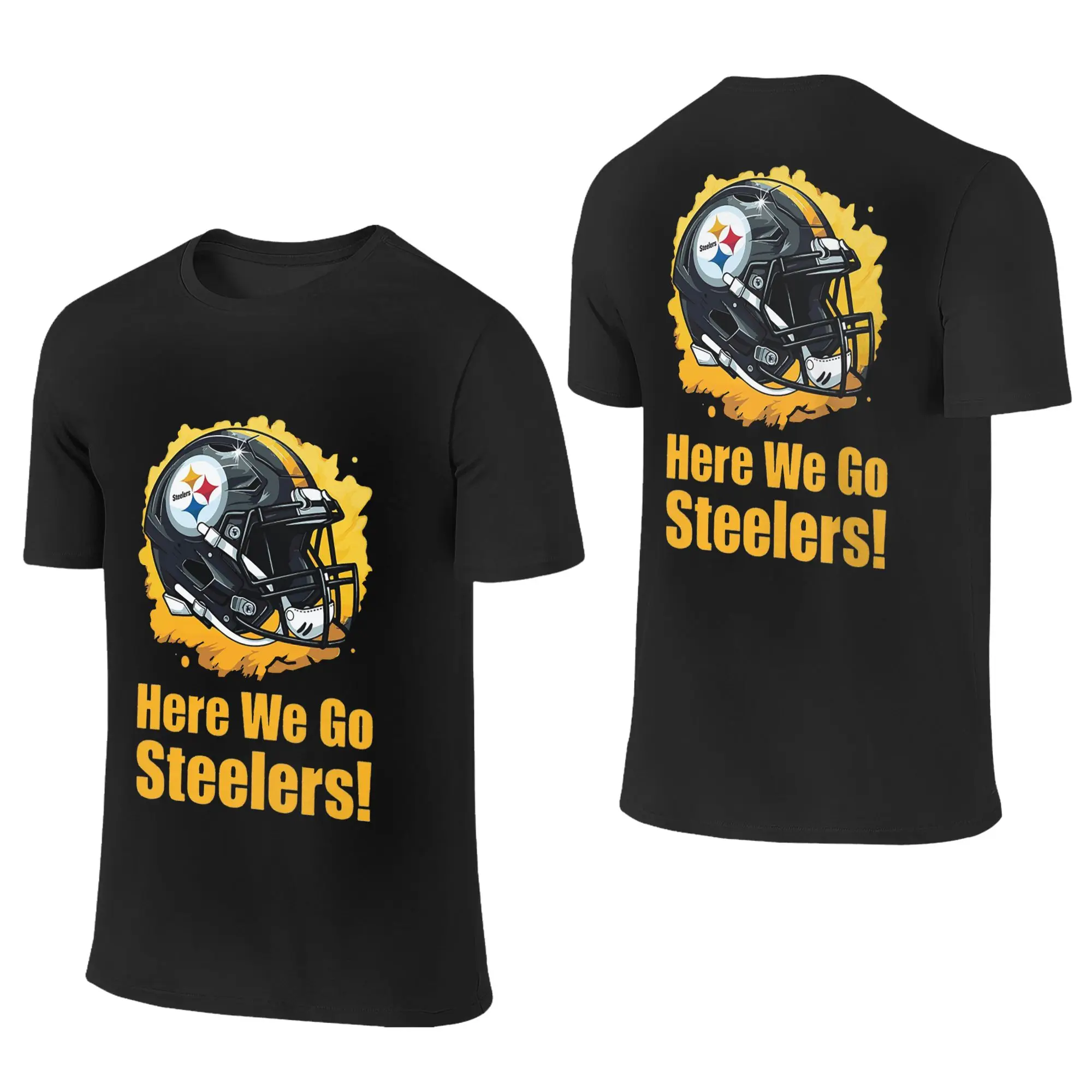 100% Cotton Steeler Logo T-Shirt Men's Double Sided T Shirt Men O-Neck Summer Shirts Tops Oversized