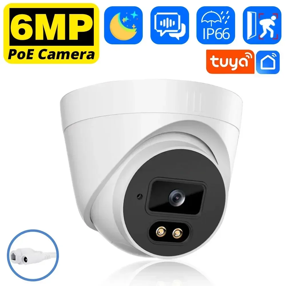 6MP POE Camera Outdoor Smart HD Video Surveillance CCTV Cameras H.265 Home Security IP Dome-Camera Motion Detection Tuya app