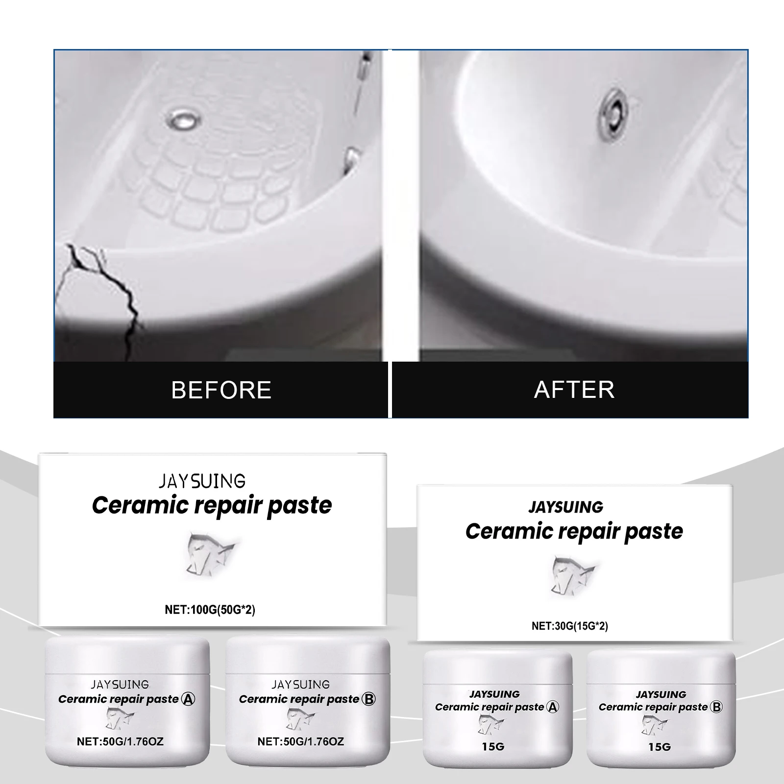 ABKit professionnel de pâte de réparation de carrelage en céramique époxy pour la fixation de puce de trou de fissure sur le sol d'évier de toilette de baignoire en marbre de porcelaine