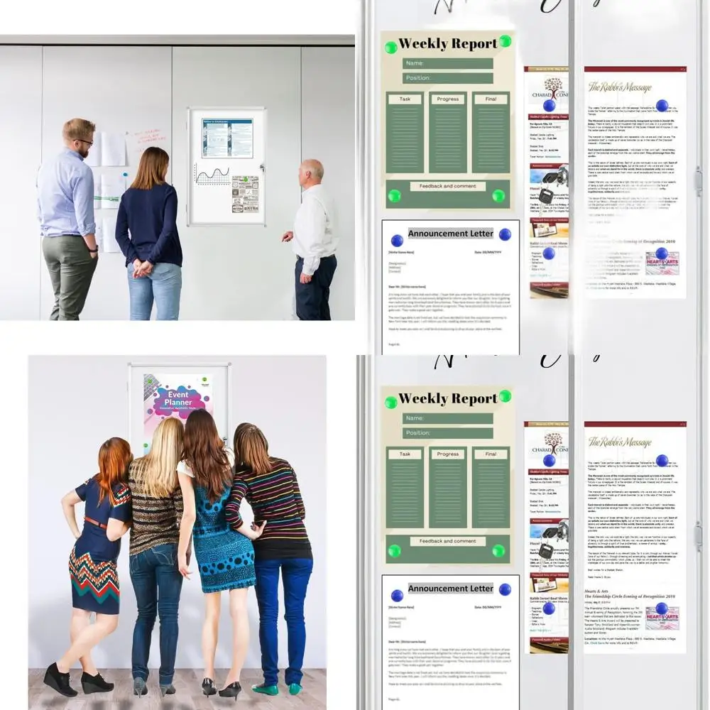 

Aluminum Framed Magnetic Whiteboard with Lockable Acrylic Door, 36x24 Inch, Wall-Mounted Dry Erase Board for Home, Office, Schoo