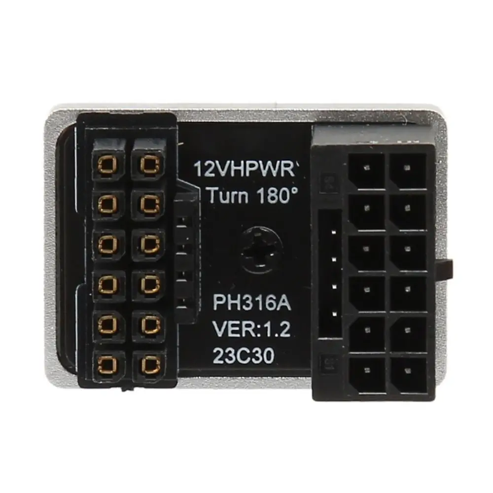 Durable 12+4 Pin GPU PCIe Connector 180 Degrees Angle PH316 TypeA GPU Power Adapter Plug and Play Angled Adapter PC Building