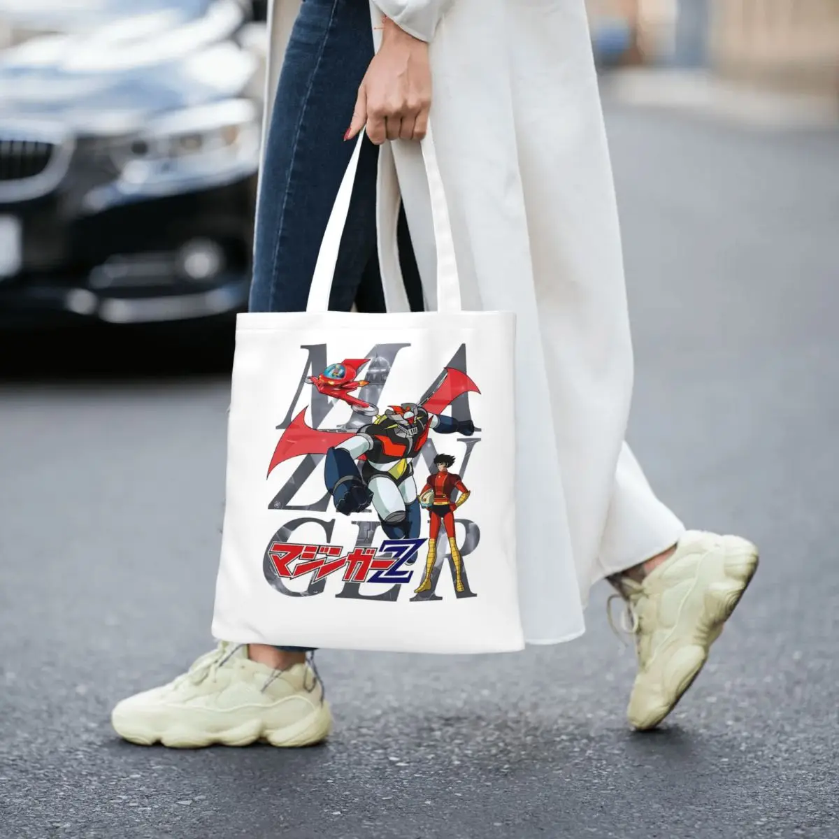 Mazinger Z Mad Robot Grendizer Anime Manga Shopping Bags Canvas The Tote Bag Reusable for Women Shoulder Tote Travel Handbag