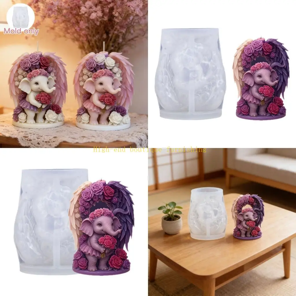 

L9NB Artistic Angel Elephant Statue Embossing Silicone Molds For Handmade Soap