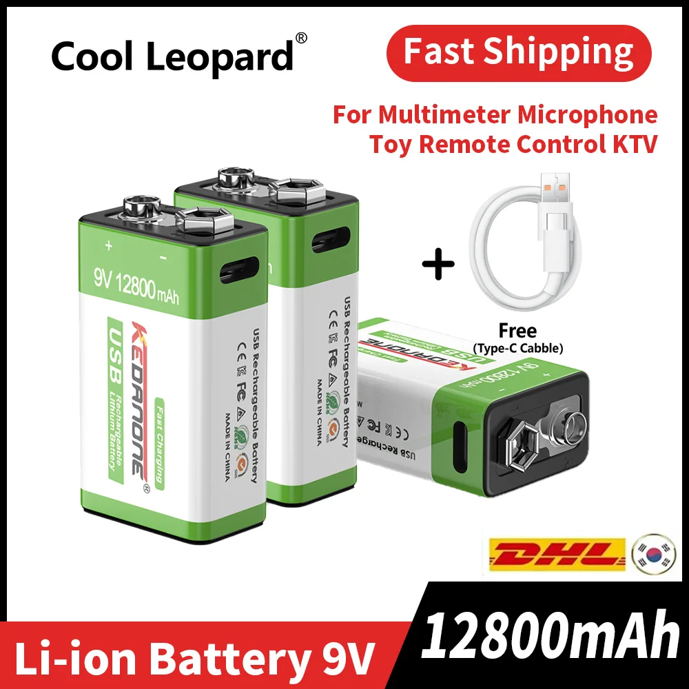 

9v 12800mah li-ion Rechargeable Battery Micro USB Batteries 9v Lithium For Multimeter Microphone Toy Remote Control Guitar KTV