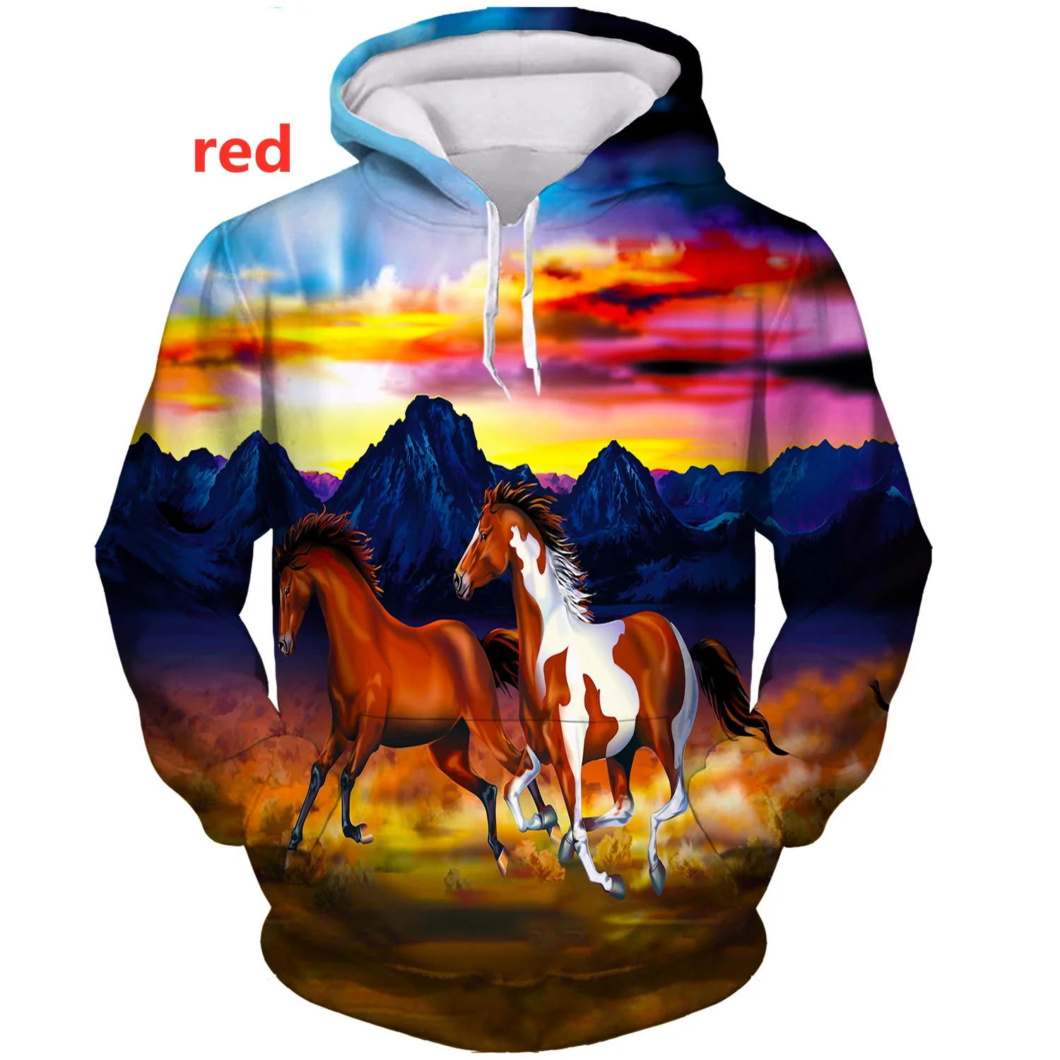 Sudaderas con capucha con estampado 3D de caballo para hombres y mujeres, suéteres casuales, ropa de calle de dibujos animados, Sudaderas con