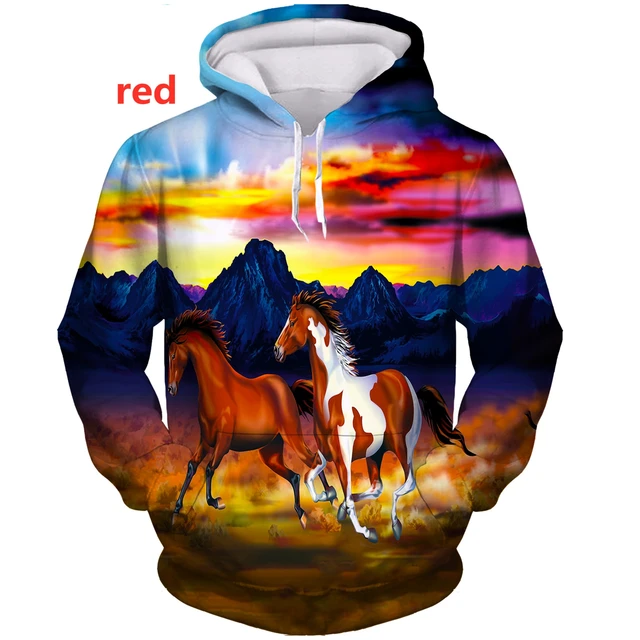 Hoodie Print Horse Print Sweatshirt 3d Horse Sweatshirt Man Horse 3d Printed Aliexpress