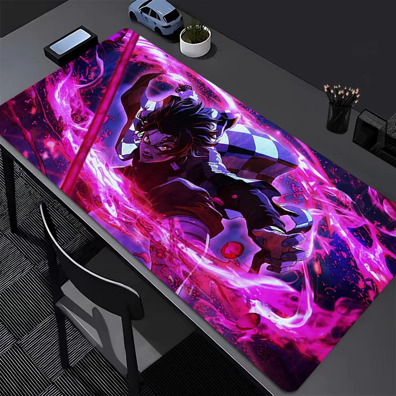 Alfombrilla de ratón Demon Slayer Tanjiro Kamado, alfombrilla de ratón de Anime, accesorios para juegos, alfombrillas grandes para ratón, teclado de oficina, alfombrilla de escritorio, alfombra extendida para PC