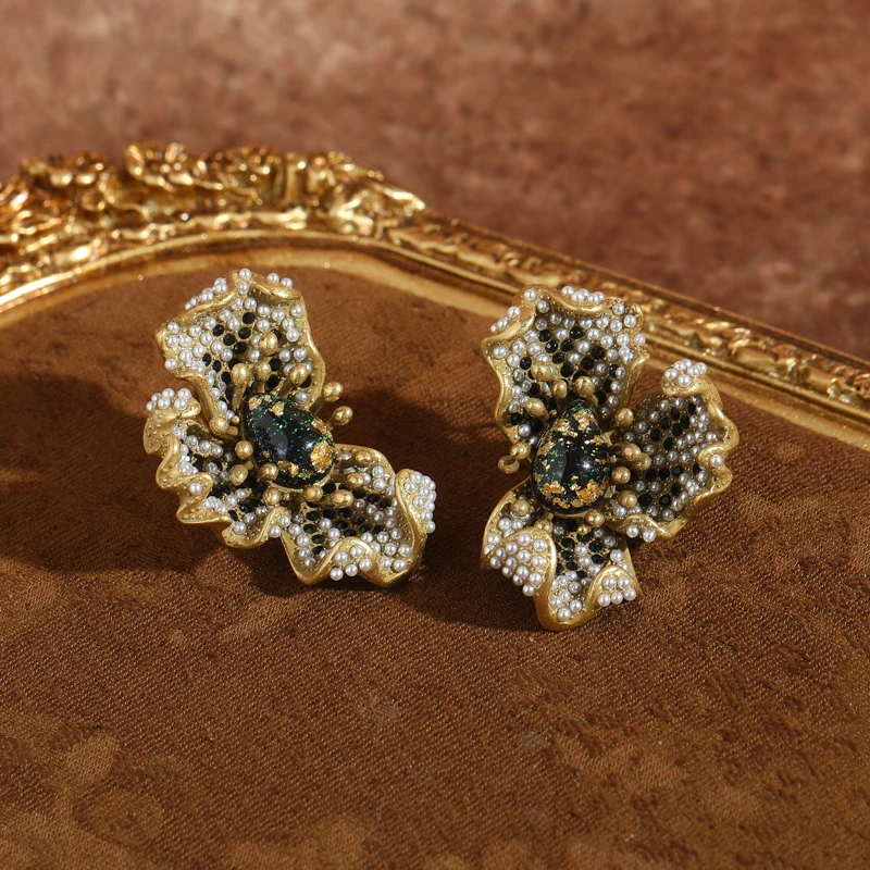 

Винтажные зеленые серьги-гвоздики с полумесяцем и жемчугом, опал, для женщин, аксессуары, роскошные ювелирные изделия, дизайнерские, 2026, новинка, популярный тренд