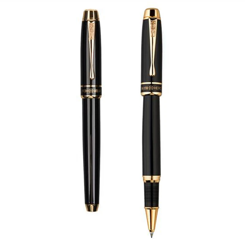 

Hero 953 Classic Black Gold Trim Barrel Refillable Roller Ball Pen Office School Writing With Gift Box Accessory