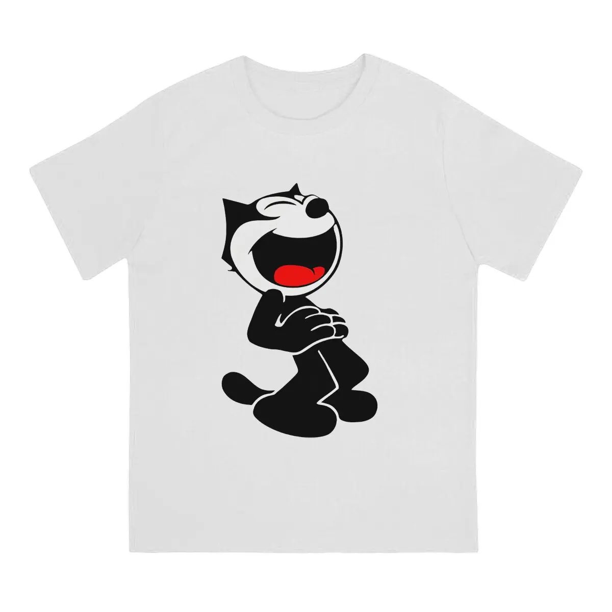 F-Felix The Cat Cartoon Creative TShirt for Men Laughing Round Collar Basic T Shirt Personalize Gift Clothes Tops