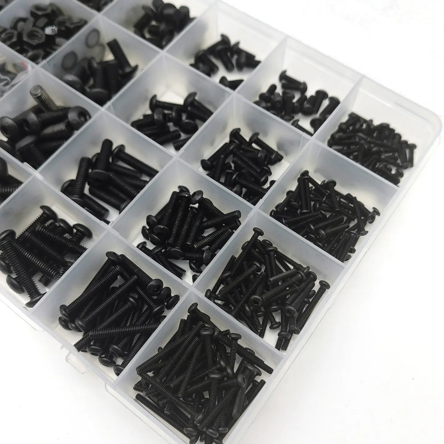 1060pcs with wrench M2/m3/m4/m5 black carbon steel round head hex socket screw nut flat washer