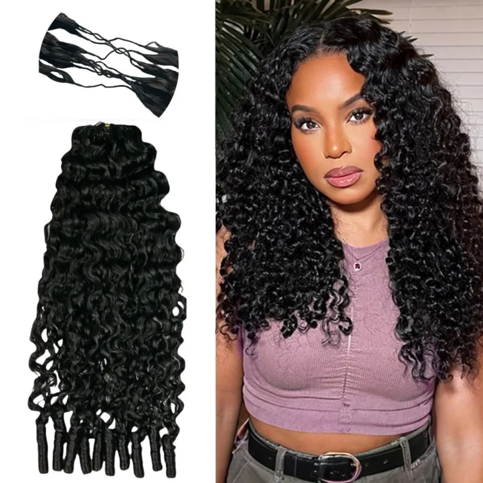 

Бирманские глубокие кудрявые волосы для плетения крючком, невидимые бесшовные косы, кудрявые волосы для плетения крючком, имитирующие перья, для наращивания волос