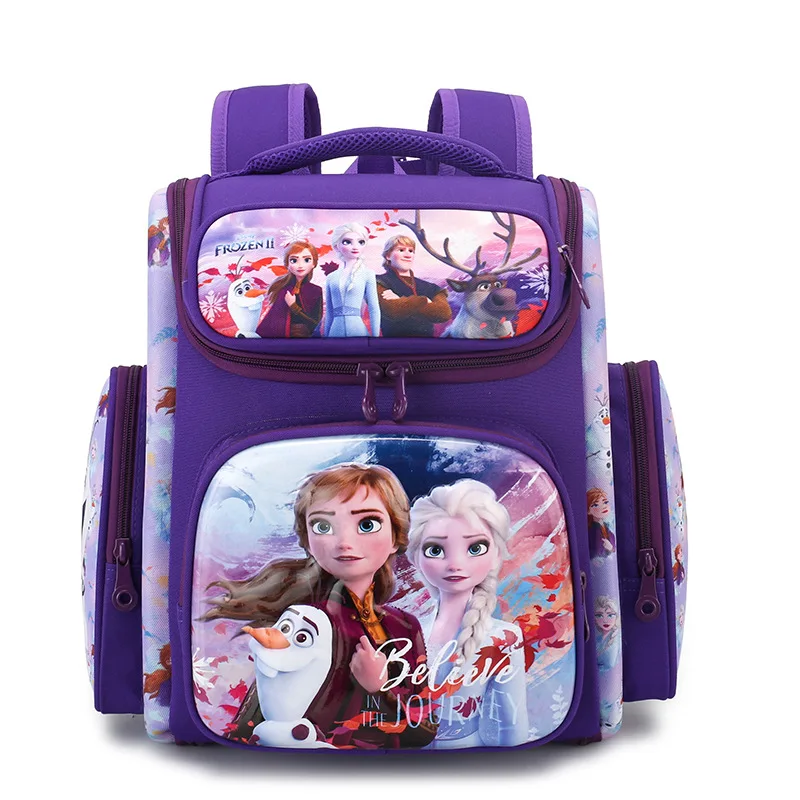 Disney-Bolsas escolares congeladas para meninos e meninas, Elsa Anna, homem-aranha, ombro de estudante, mochila ortopédica, grande capacidade