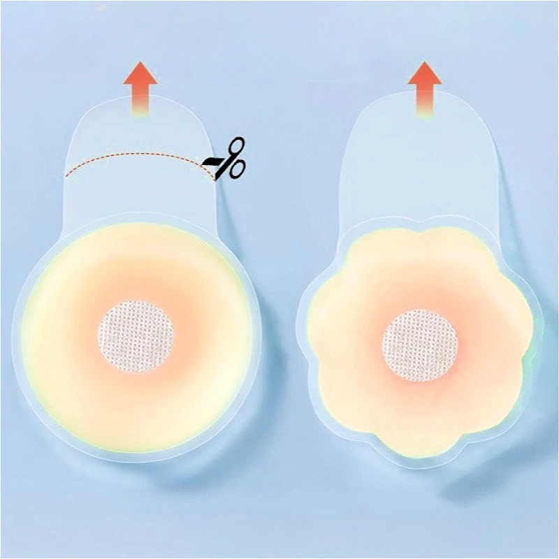 Womens Invisible Breast Petals Silicone Pull-up Seamless Sexy Bra Pads Solid Thin Anti-exposure Transparent Round/Floral Lifting