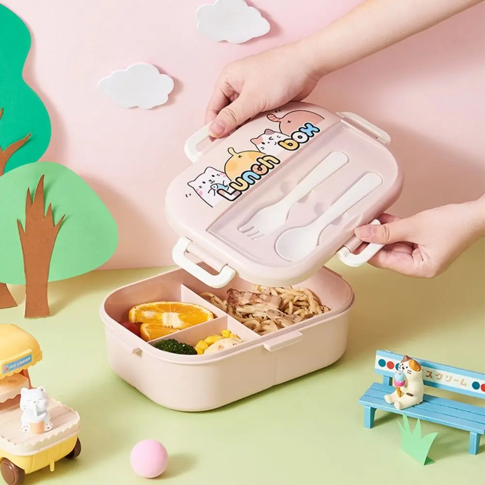 

Милый мультяшный бенто-бокс большой емкости Kawaii, портативный 3-сеточный ланч-бокс