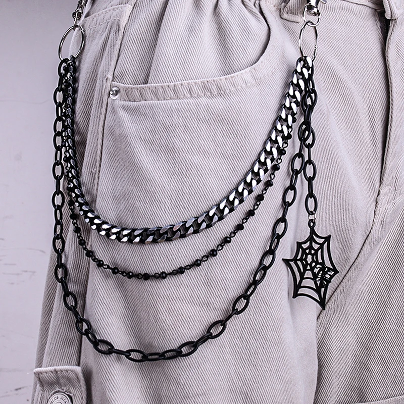 Fashion Punk Metal Pants Chain Hip Hop Waist Chain Spider Web Pendant Jeans Chain For Men Women Accessories Gifts