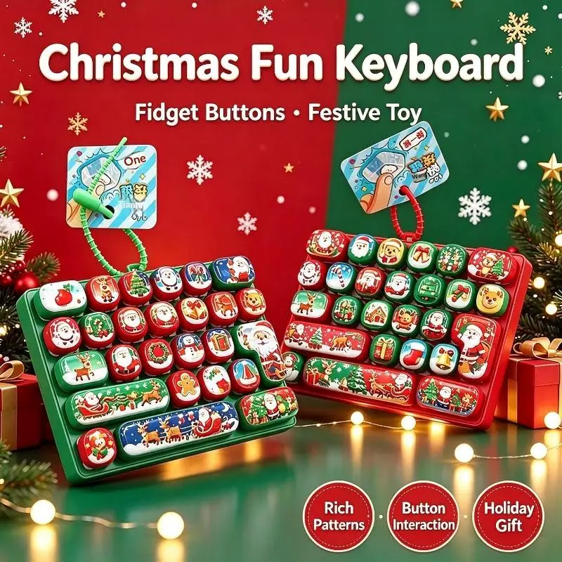 Christmas Fidget Keyboard Toy Lightweight Stress Reliever Santa Themed for Kids Xmas Trick or Treat Gifts