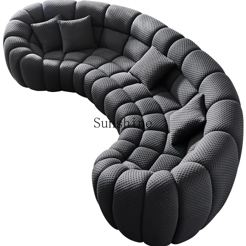 Large apartment living room Italian minimalist semi-circular fabric sofa