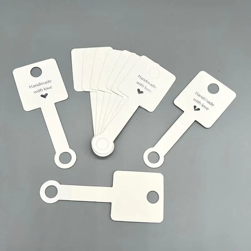 100Pcs Necklace Fold Over Paper Cardboard Self-Adherent Card For Bracelet Jewelry Hanging Price Tag Small Business Packaging