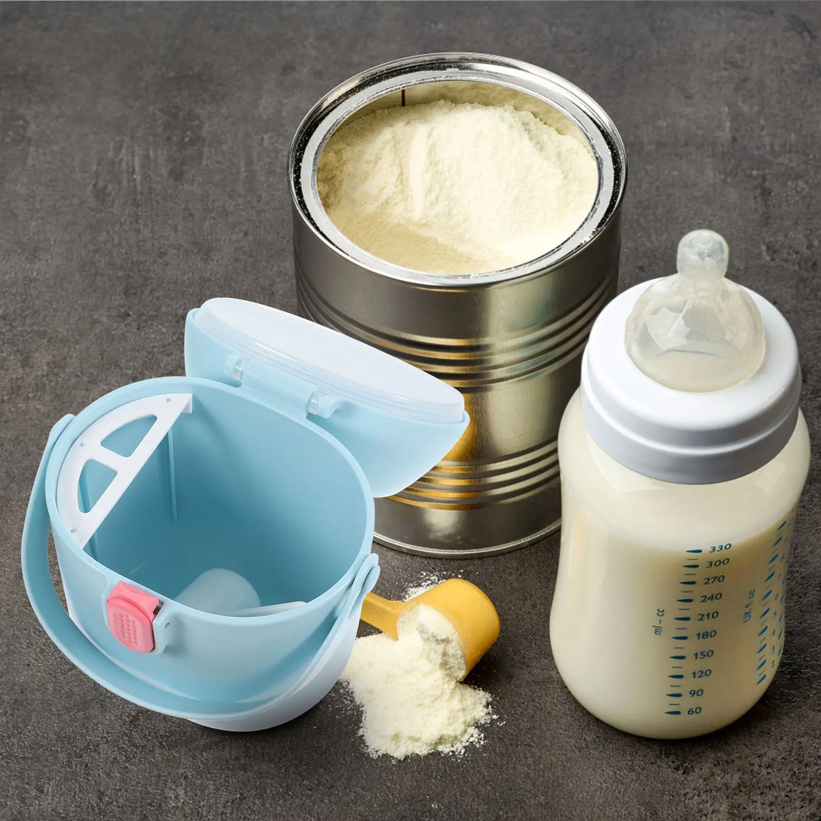 

Дорожный дозатор для детской молочной смеси с ручкой и мерной ложкой: простой, удобный, портативный, герметичный