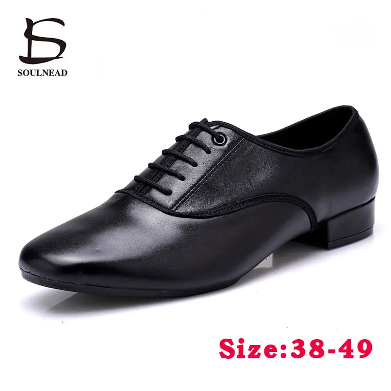 

Large Size Men's Salsa Latin Ballroom Dancing Shoes Closed Toes Men Tango Jazz Shoes Cowhide Black Boy Male Dance Sneakers 38-49