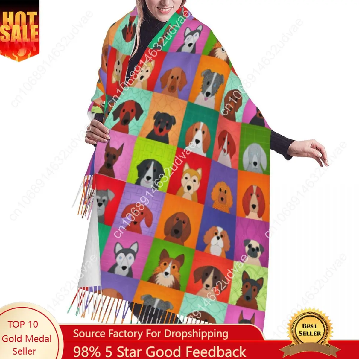 

Personalized Printed Playful Puppy Scarf Men Women Winter Warm Scarves Shawls Wraps