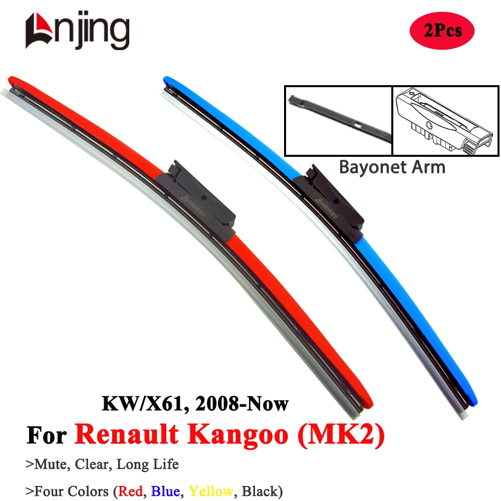 

LNJING Colorful Wiper Blades For Renault Kangoo 2 Be Bop KW X61 2008 2010 2014 2016 2017 2019 2020 2021 Car Exterior Accessories