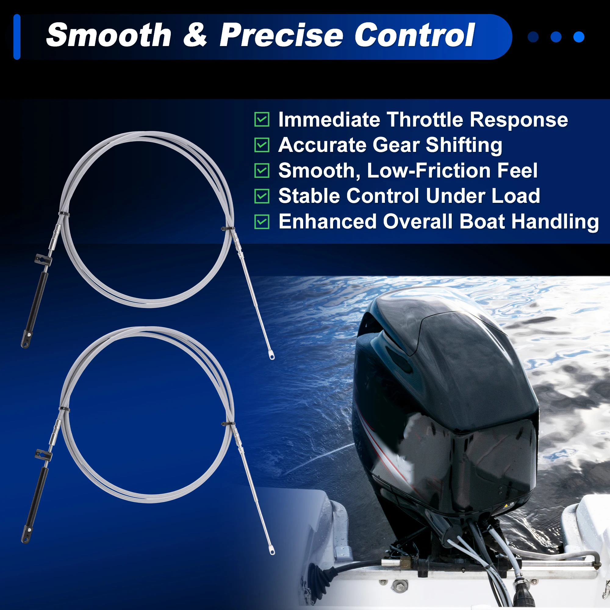 Motoforti 2Pcs 3m 4m 5m 6m 7m Boat Throttle Shift Control Cable Marine Outboard Remote Cable for Mercury MerCruiser image 2